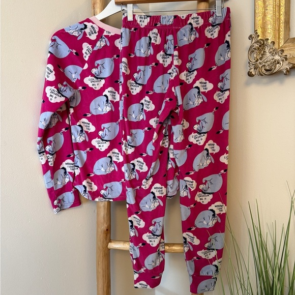 Disney Eeyore Fleece Pajama 2Pc Set Sleep Wear Womens Sz XS Pink Winnie The Pooh - Picture 5 of 6
